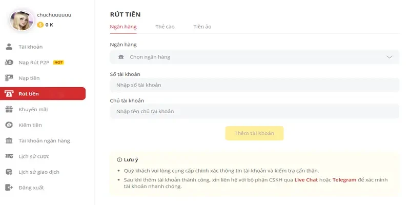Hướng dẫn rút tiền tại nhà cái May88